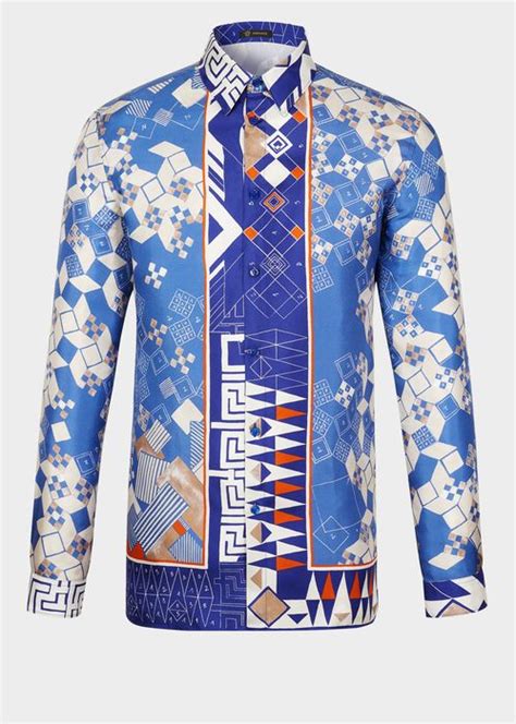 versace domino foulard silk shirt|Versace .